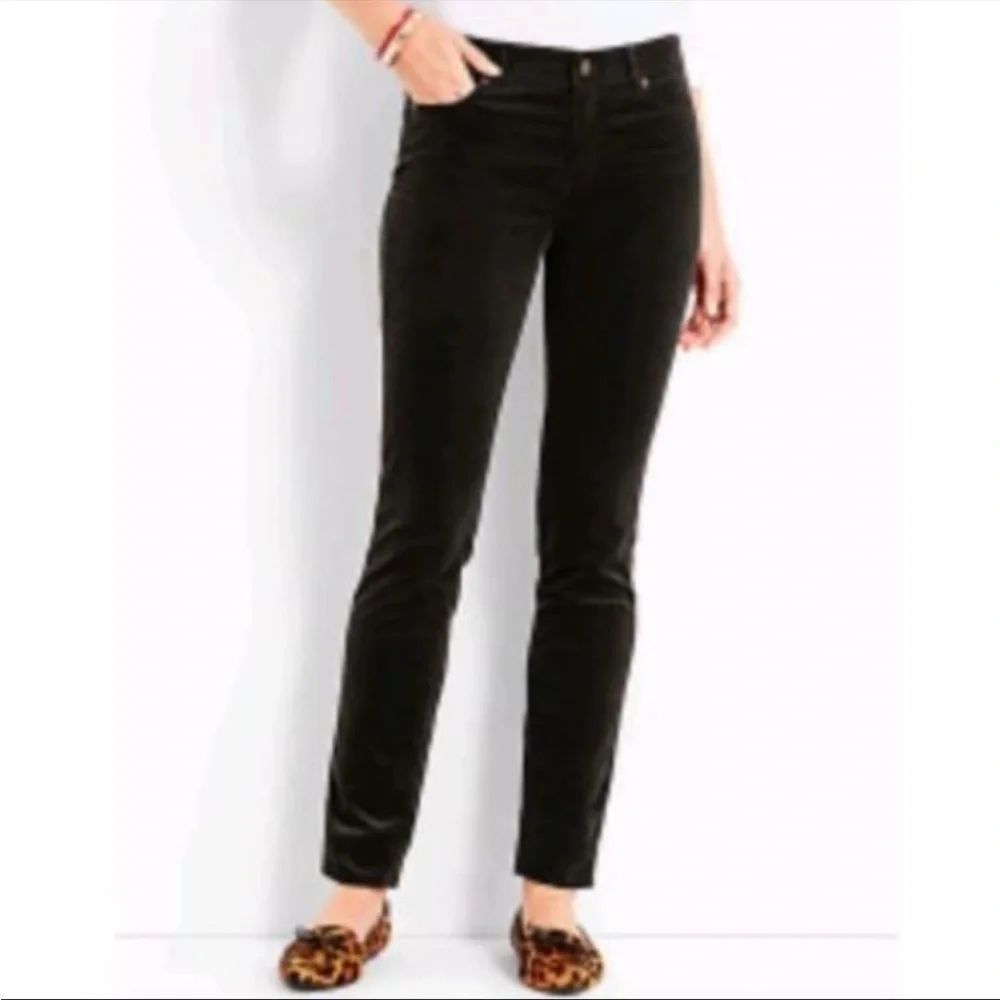 Talbots Pant Trouser Corduroy Black Signature Fit Straight Leg Cotton Stretch 16